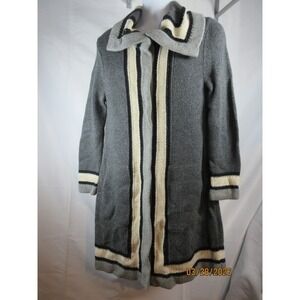 Heather B Gray Colorblock Snap Front Longline Cardigan Sweater Womens XL